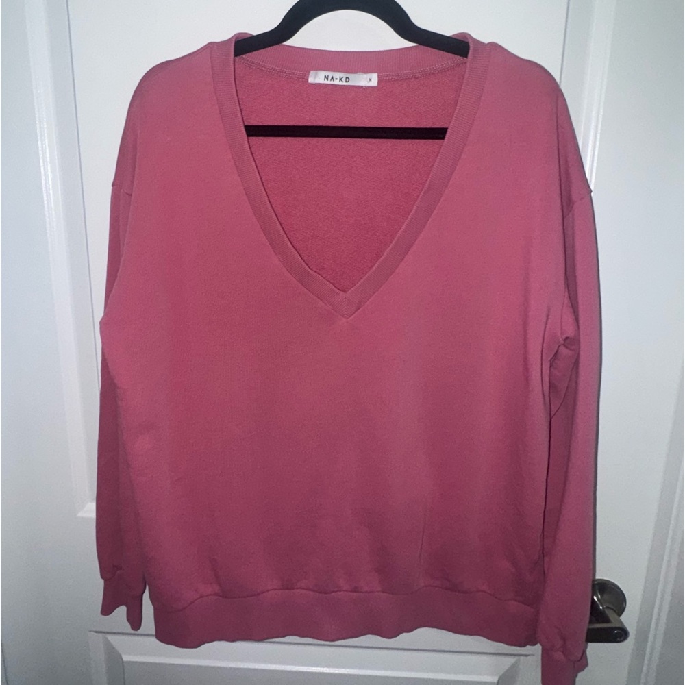 Pink V-Neck Sweatershirt